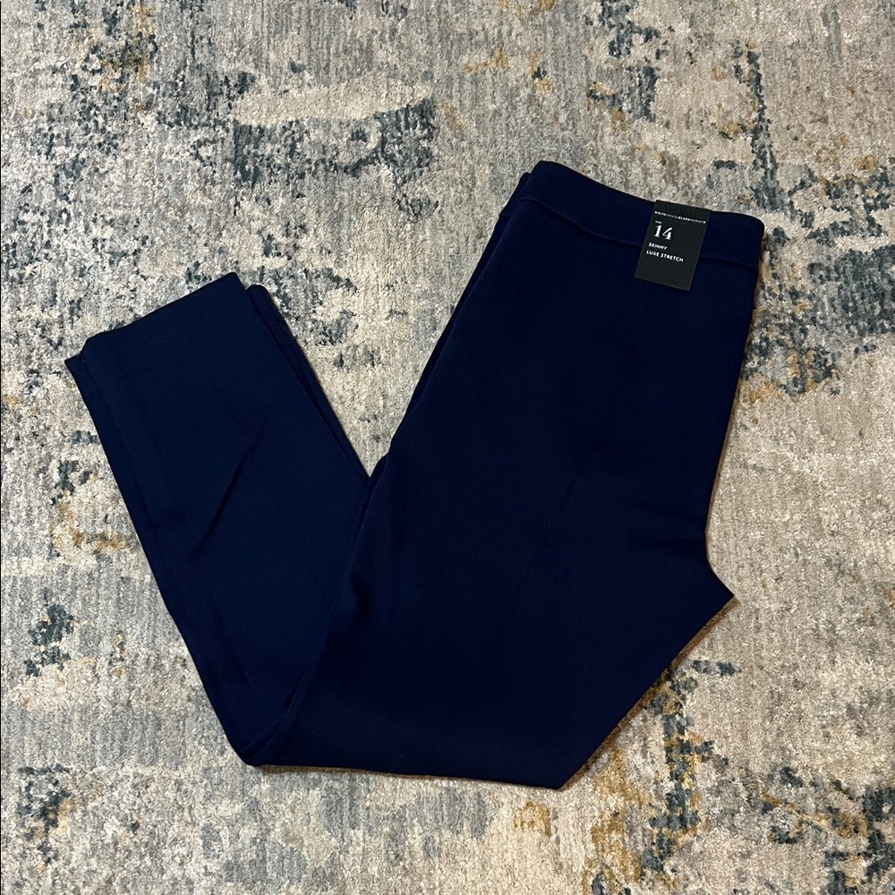 NWT WHBM SZ 14 Navy Skinny Luxe Stretch Pant
